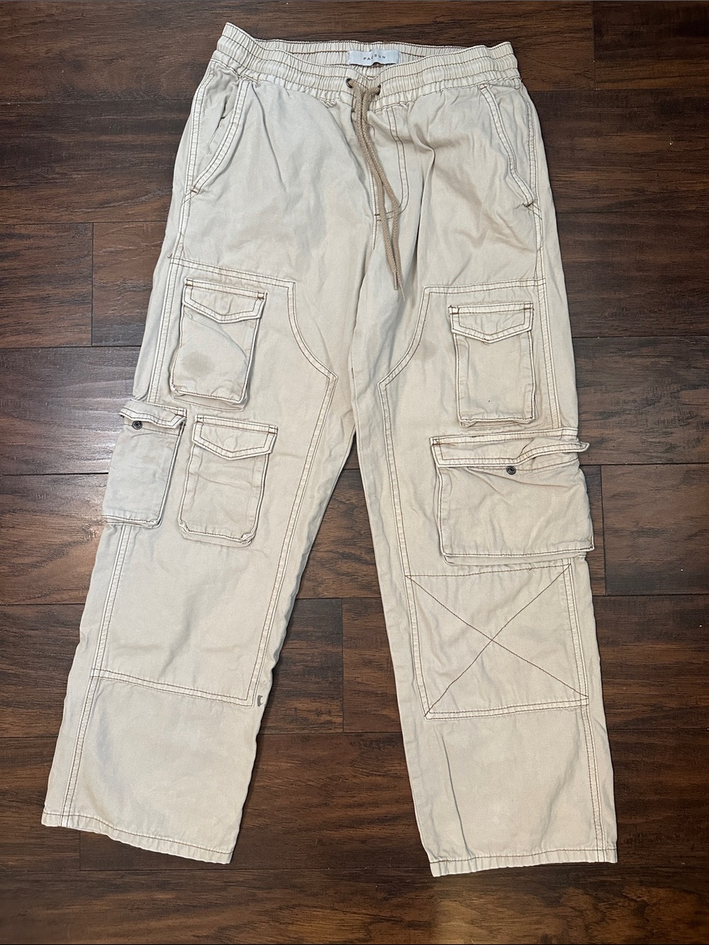 PacSun Men's Light Beige Cargo Pants with Multiple Patch Pockets